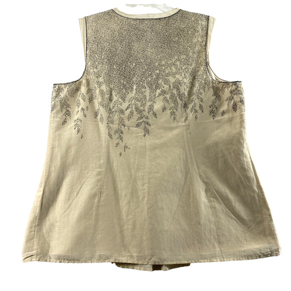 Coldwater Creek Top Womens PM 10-12 Tan Silk Blend Sleeveless Blouse 1/4 Zip - Picture 2 of 9